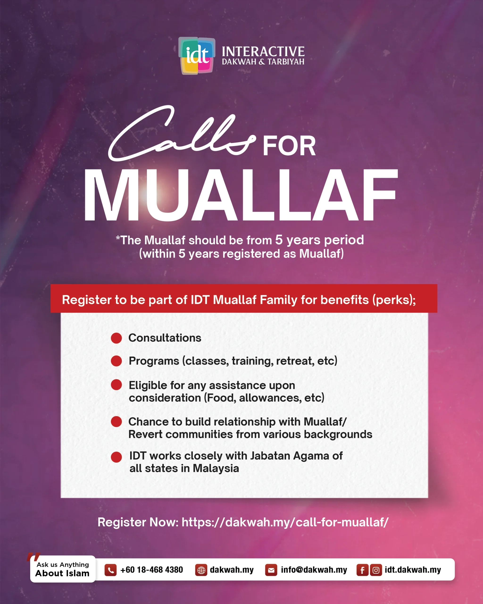 IDT new Muslim community support